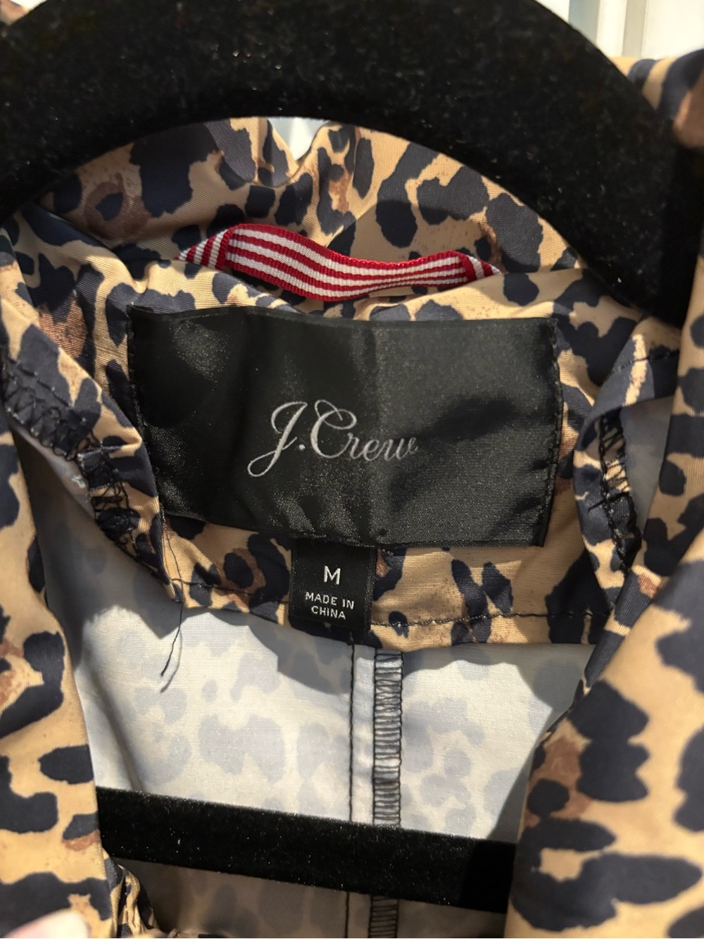 J. Crew Leopard Print long water resistant Jacket in Tan and Black with hood